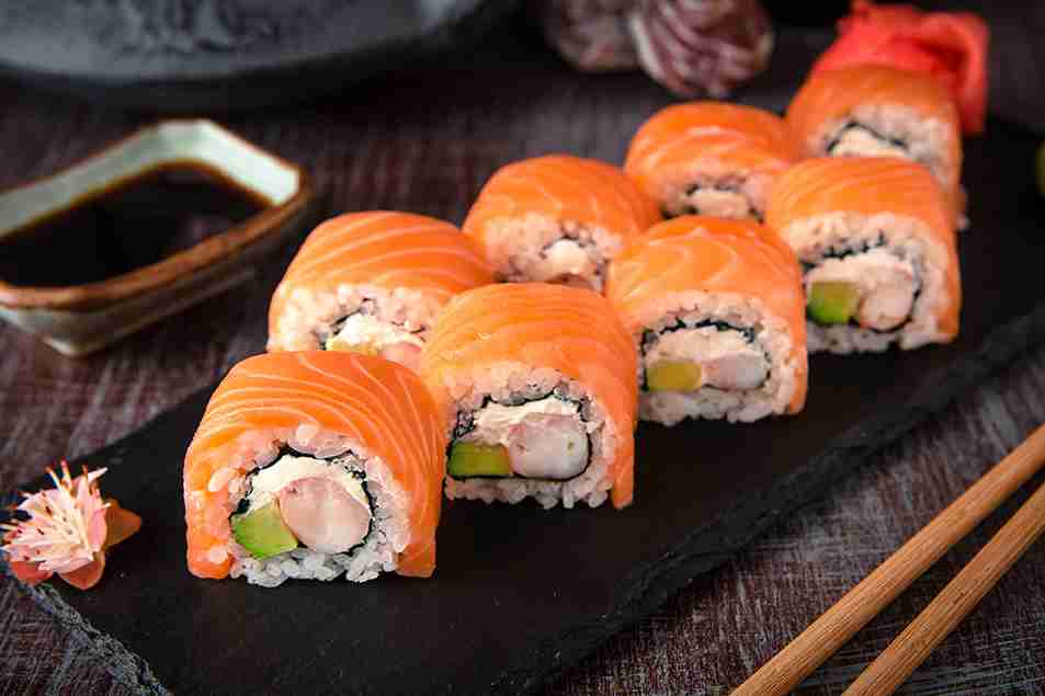 Fresh Salmon Sushi Rolls